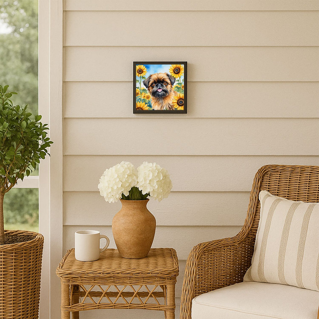 Brussels Griffon in Sunflowers Framed Wall Art