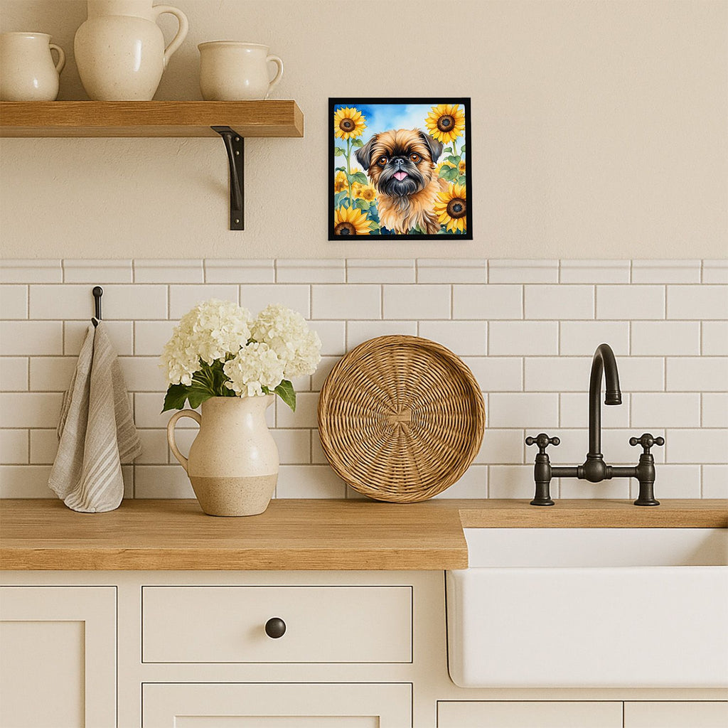 Brussels Griffon in Sunflowers Framed Wall Art