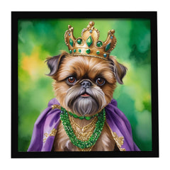 Brussels Griffon King of Mardi Gras Framed Metal Print Wall Art, Square, Ready to Hang