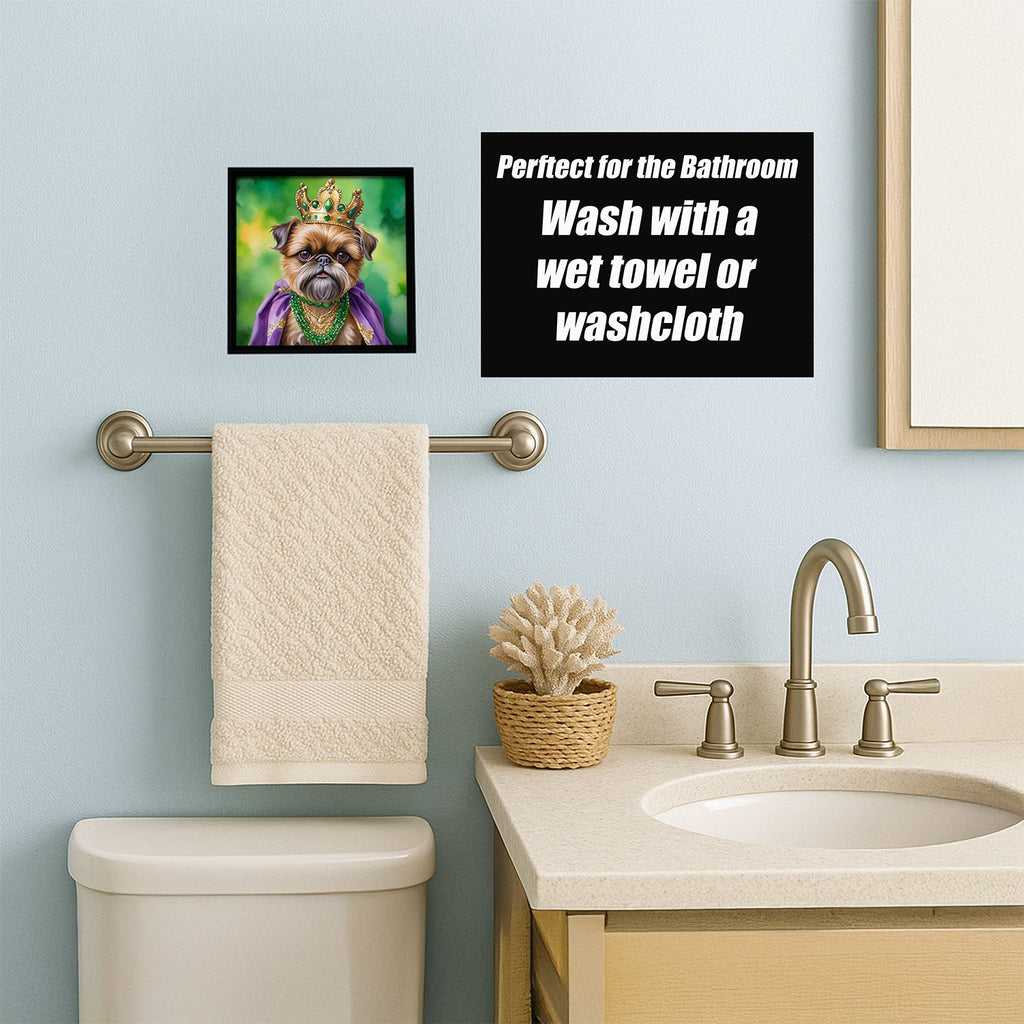 Brussels Griffon King of Mardi Gras Framed Metal Print Wall Art, Square, Ready to Hang