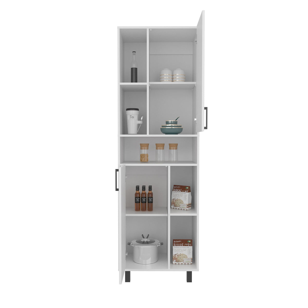Bryce White Pantry Cabinet for Compact Kitchens