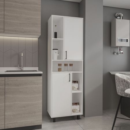 Bryce White Pantry Cabinet for Compact Kitchens