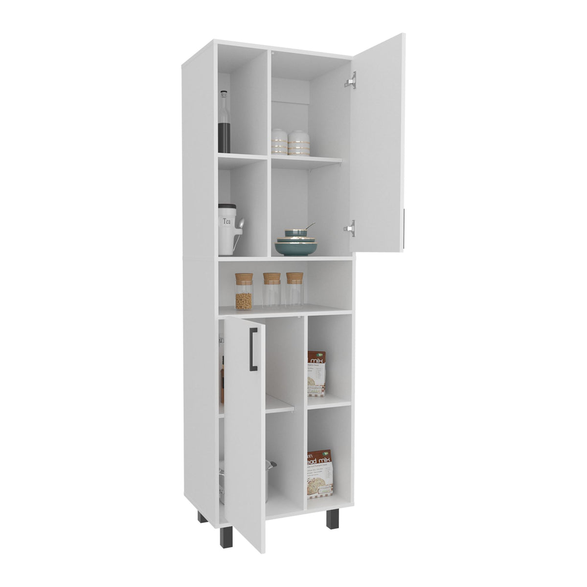 Bryce White Pantry Cabinet for Compact Kitchens