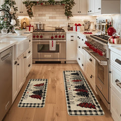 Buffalo Plaid Christmas Kitchen Mat Set