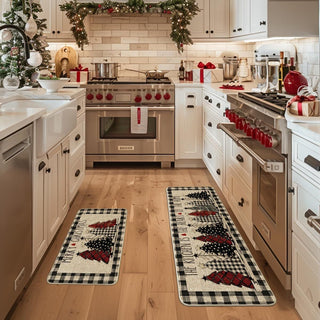 Buffalo Plaid Christmas Kitchen Mat Set