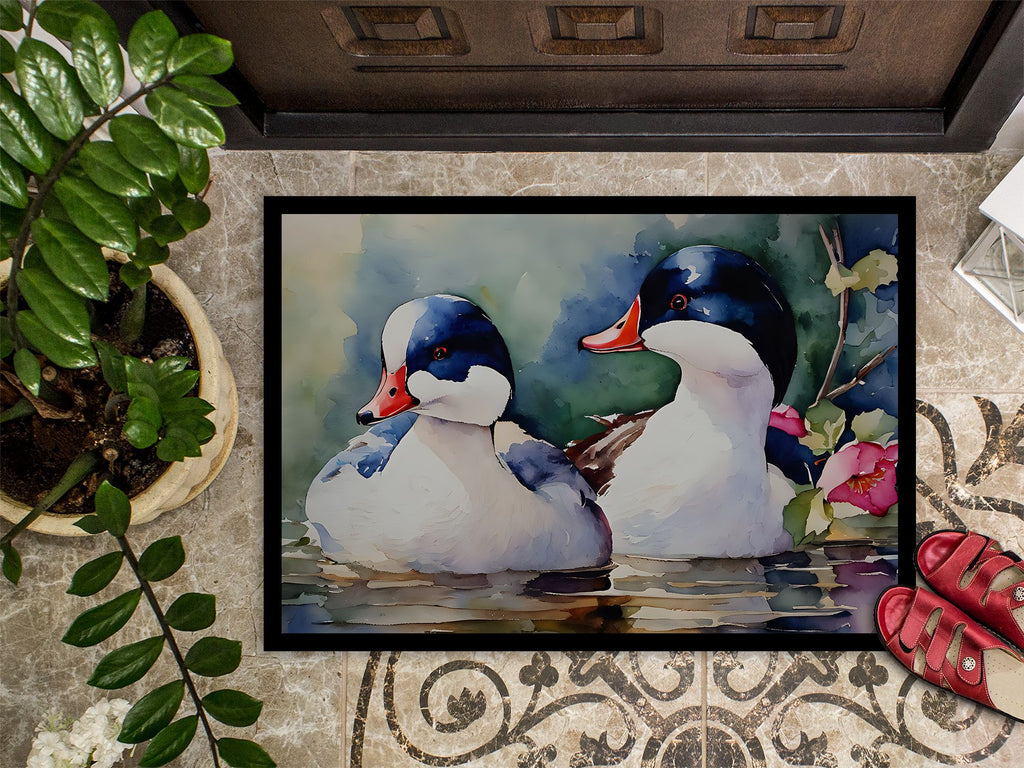 Bufflehead Bird Artwork Entryway Doormat