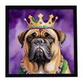 Bullmastiff King of Mardi Gras Framed Metal Print Wall Art