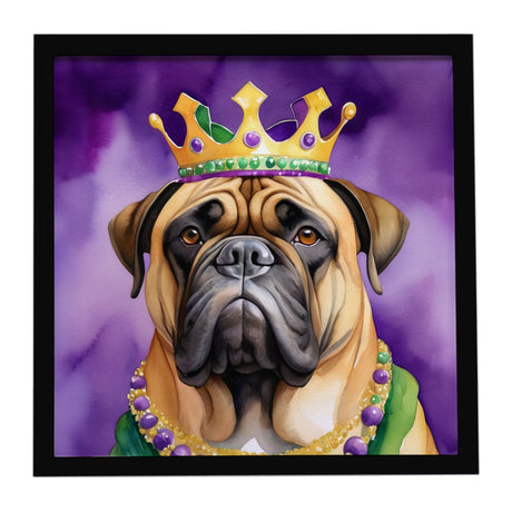Bullmastiff King of Mardi Gras Framed Metal Print Wall Art