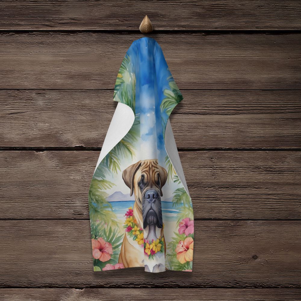 Bullmastiff Luau Two-Sided Kitchen Towel