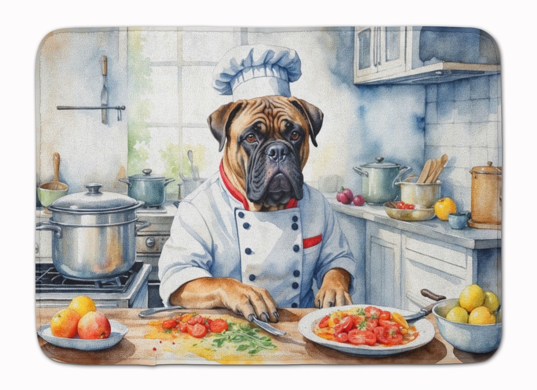 Bullmastiff The Chef Memory Foam Kitchen Mat Machine Washable Anti-Fatigue Mat Cushion Comfort Bath