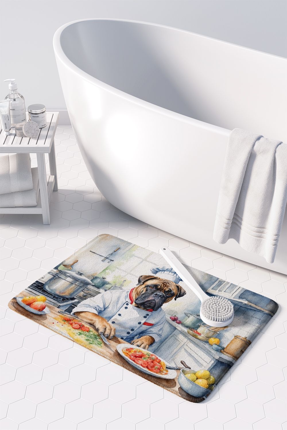 Bullmastiff The Chef Memory Foam Kitchen Mat Machine Washable Anti-Fatigue Mat Cushion Comfort Bath