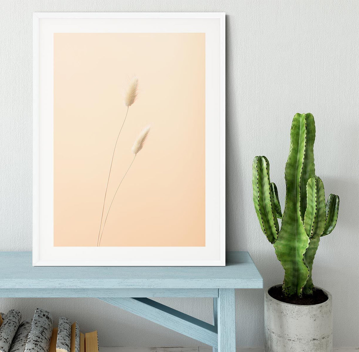 Bunny Grass Peach 08 Ready-to-Hang Framed Print