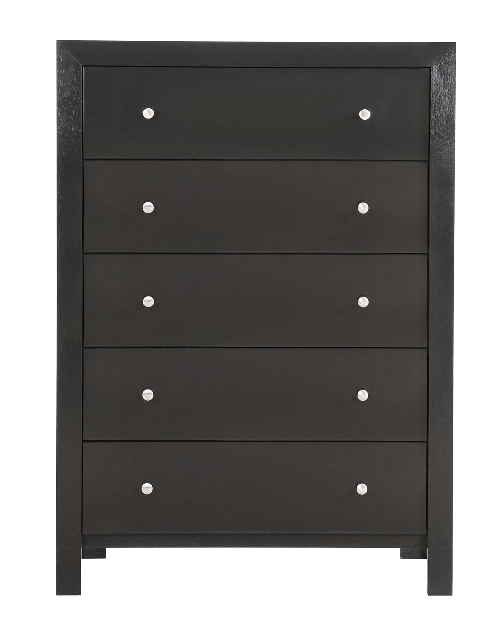 Black Wood Chest with Five Drawers