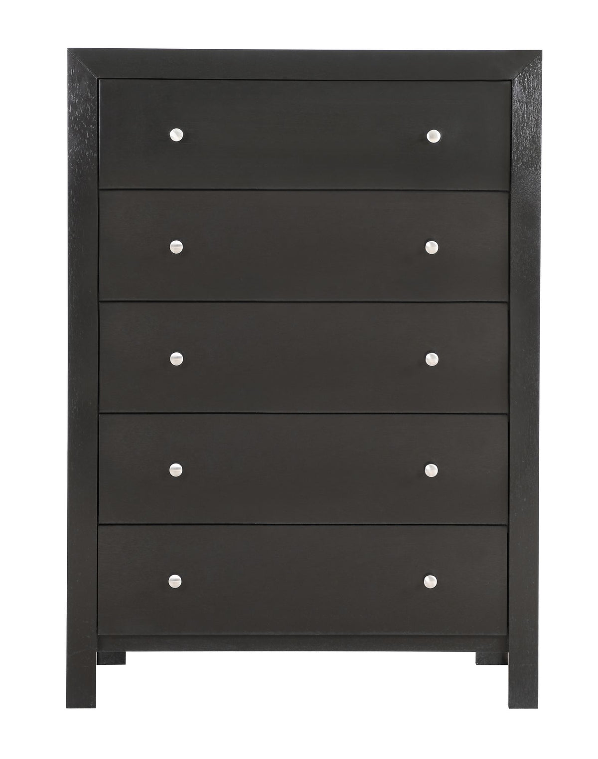Black Wood Chest with Five Drawers