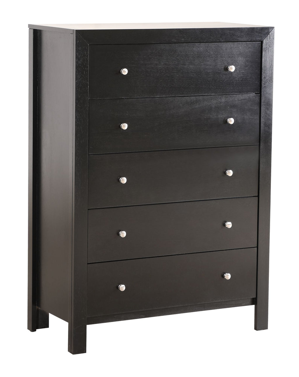Black Wood Chest with Five Drawers