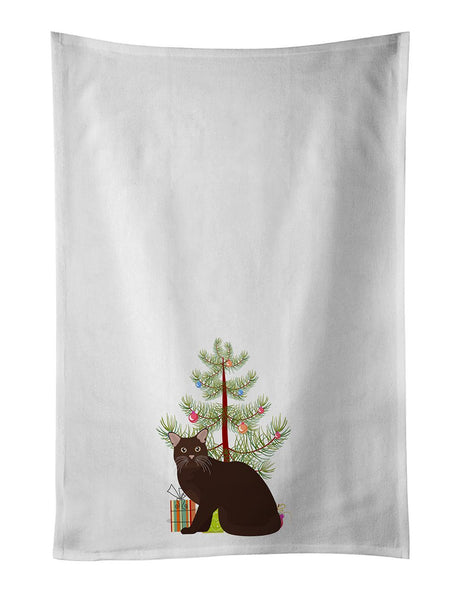 Premium Decorative Kitchen Towel Set - 2 White Cotton Dish Towels with Artistic Design