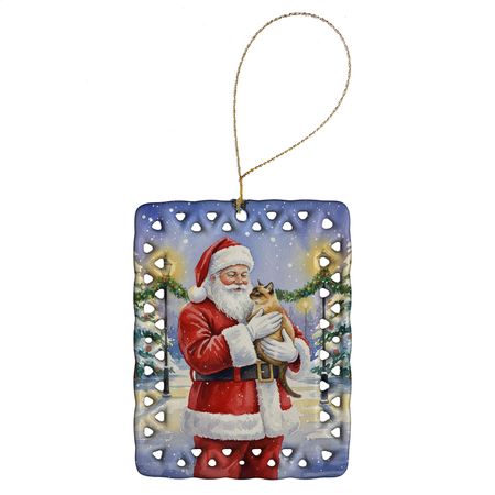 Burmese Cat with Santa Claus Christmas Ornament