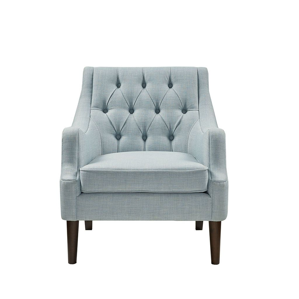 Button Tufted Accent Chair – Transitional Design with Round Arms