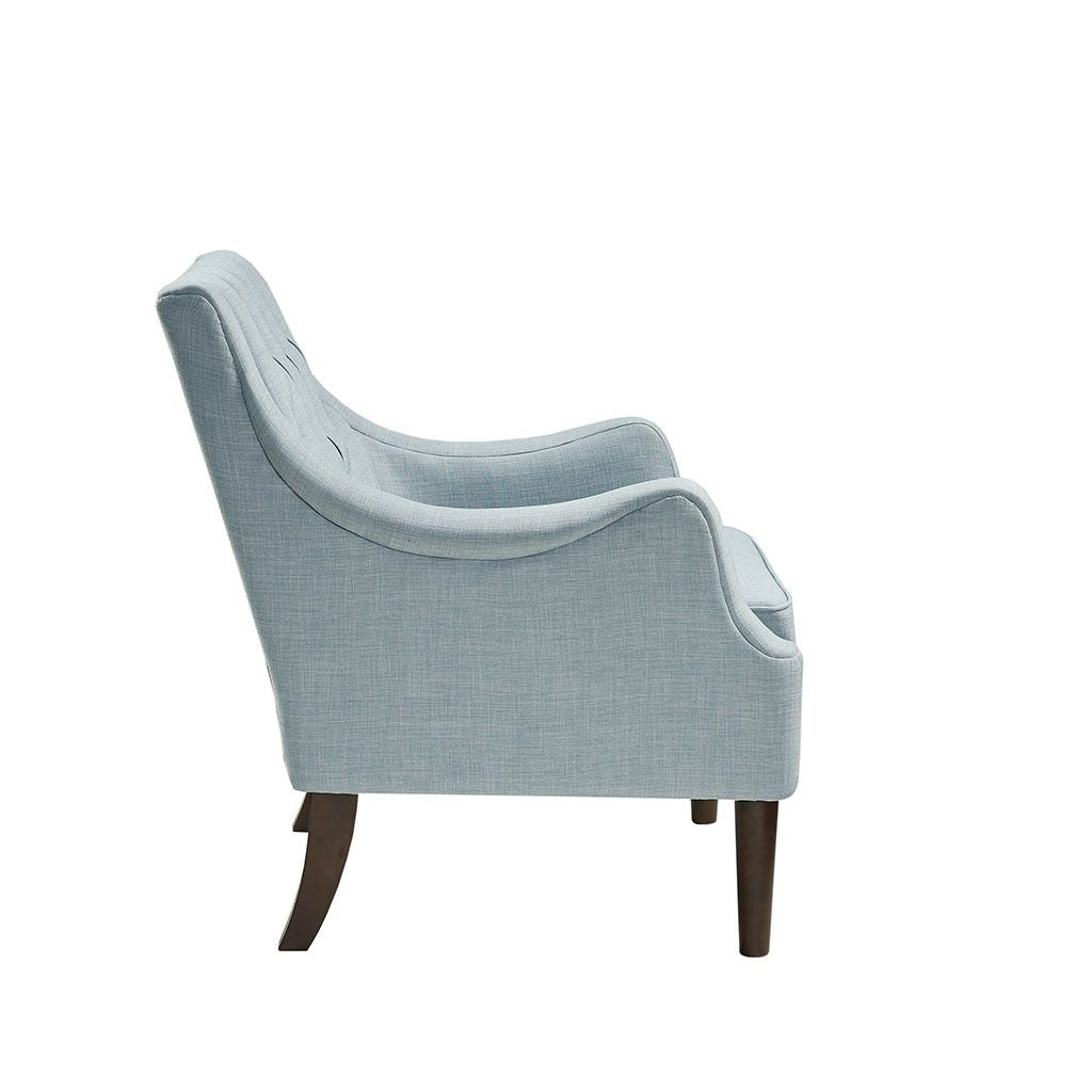 Button Tufted Accent Chair – Transitional Design with Round Arms