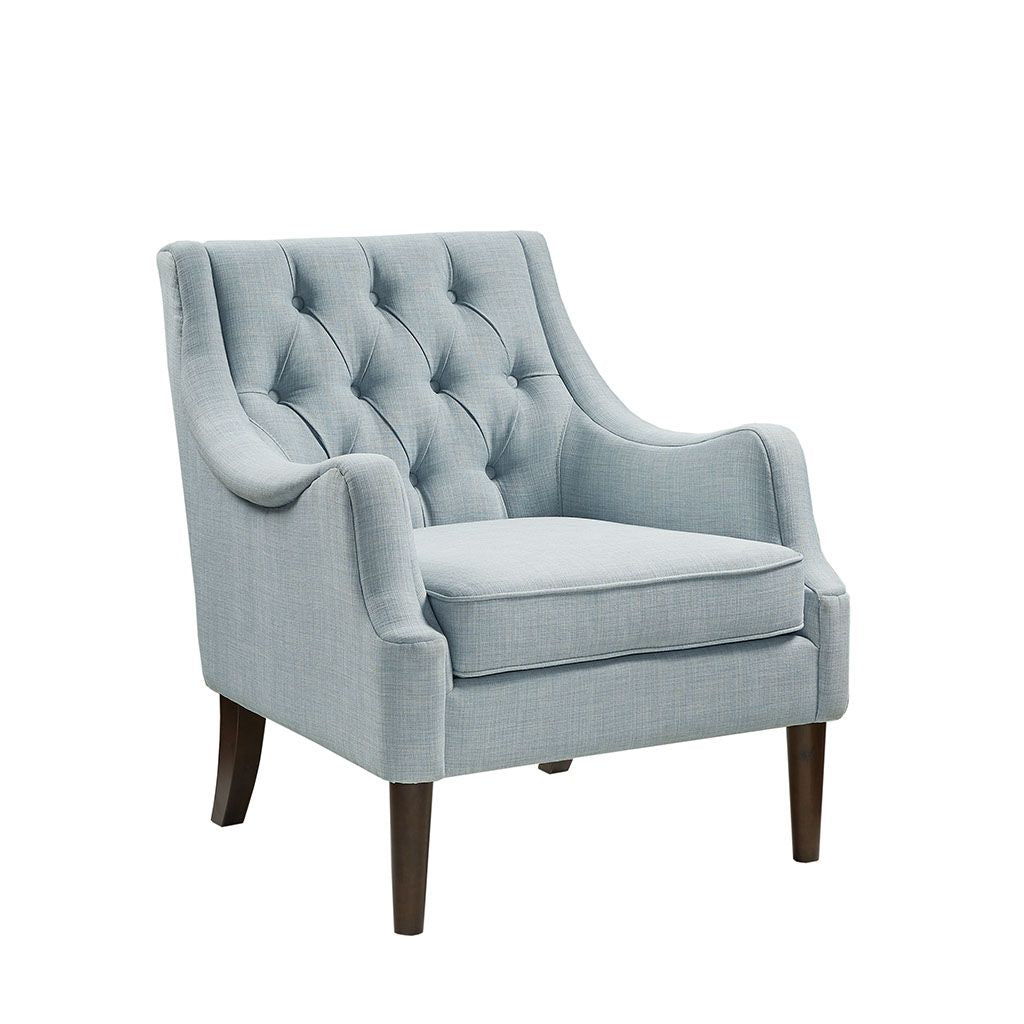 Button Tufted Accent Chair – Transitional Design with Round Arms