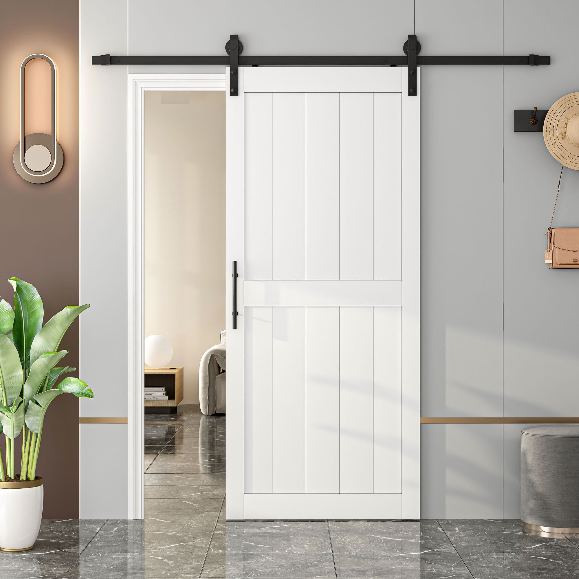 Bypass Barn Door with Hardware Kit - Space-Saving Sliding Door for Closets and Rooms