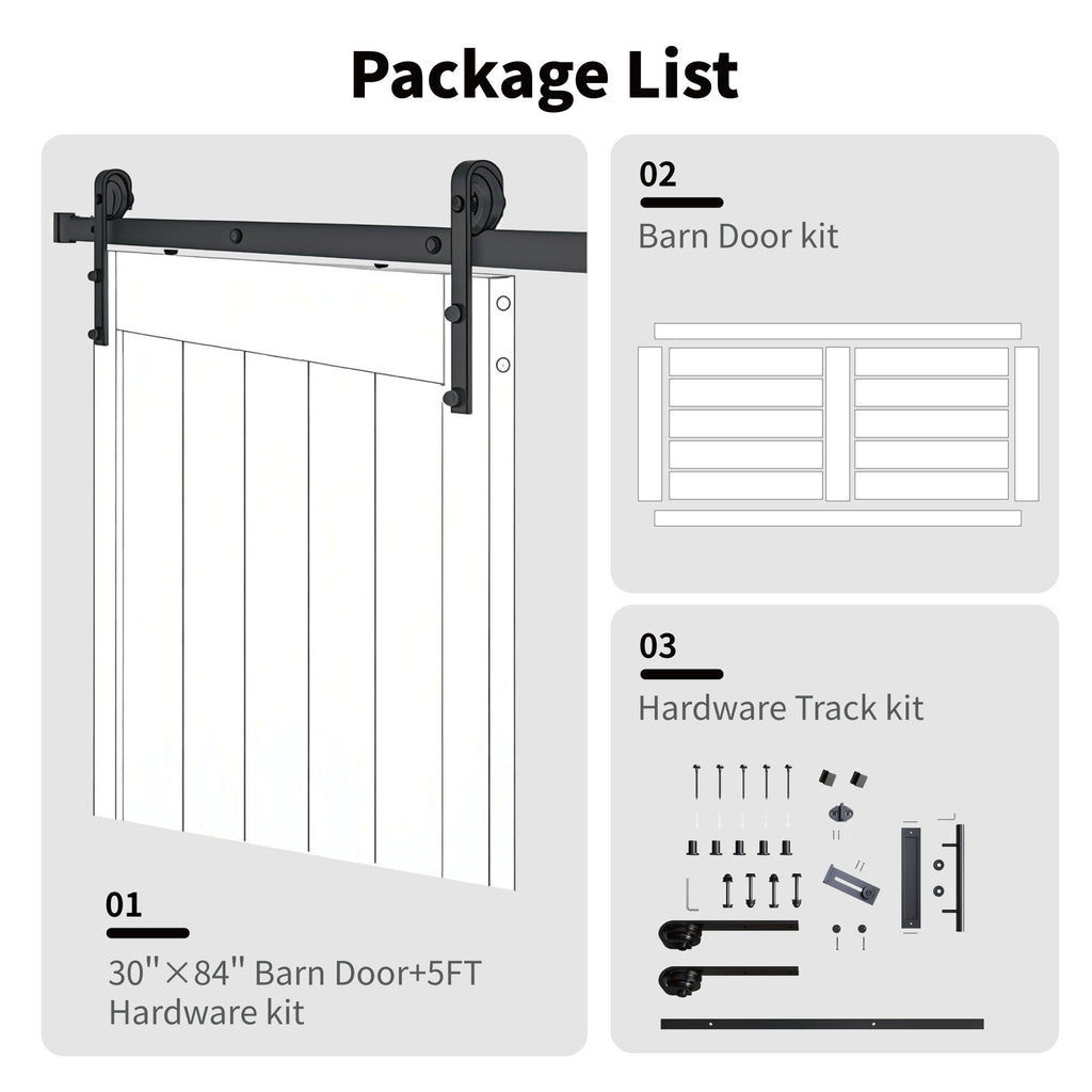 Bypass Barn Door with Hardware Kit - Space-Saving Sliding Door for Closets and Rooms