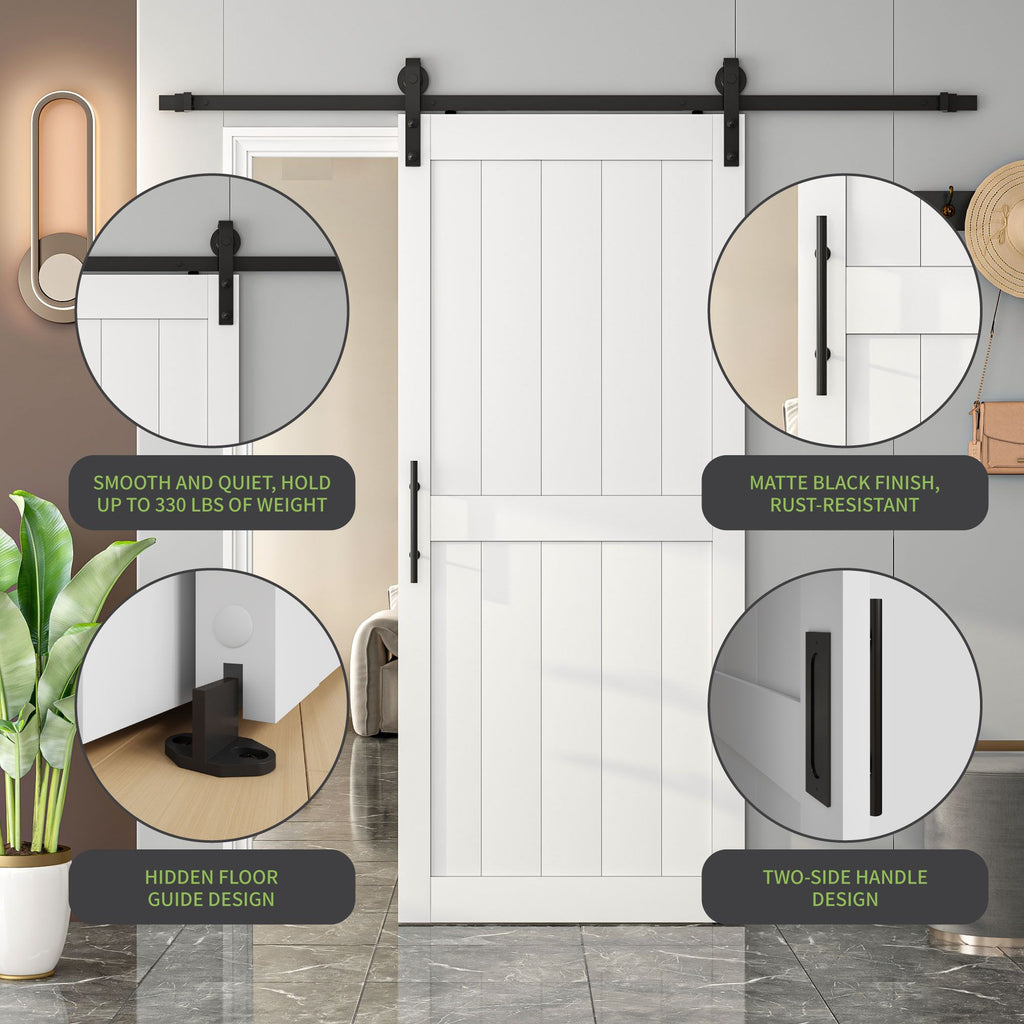 Bypass Barn Door with Hardware Kit - Space-Saving Sliding Door for Closets and Rooms