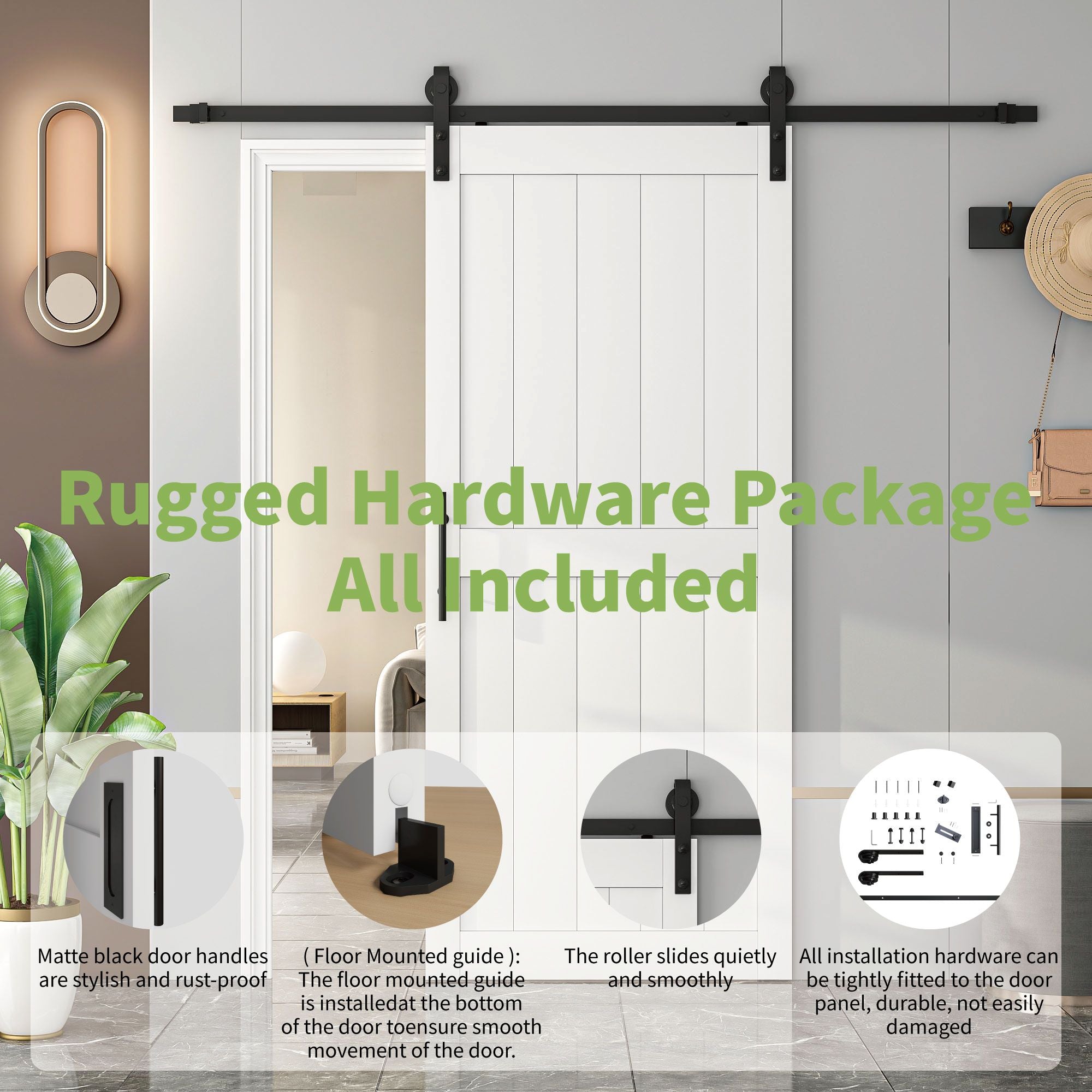 Bypass Barn Door with Hardware Kit - Space-Saving Sliding Door for Closets and Rooms