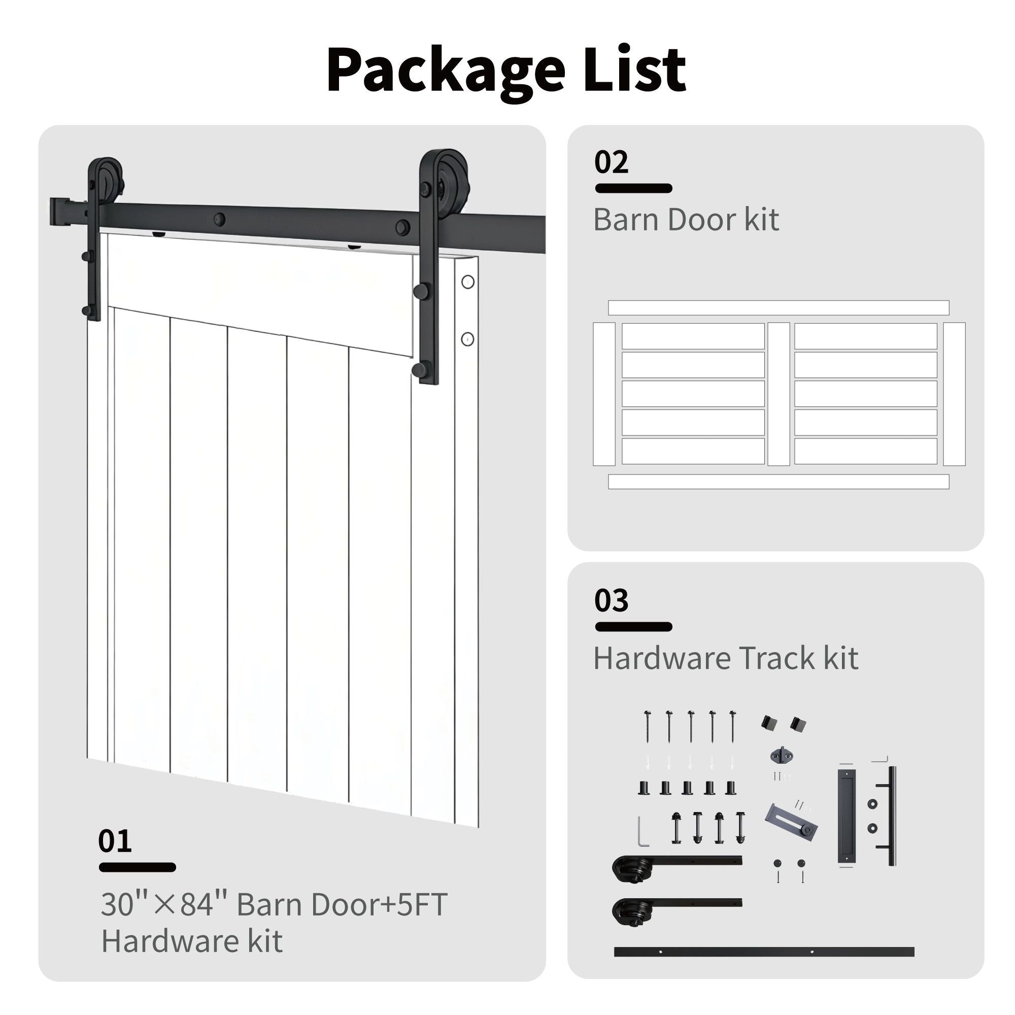 Bypass Barn Door with Hardware Kit - Space-Saving Sliding Door for Closets and Rooms