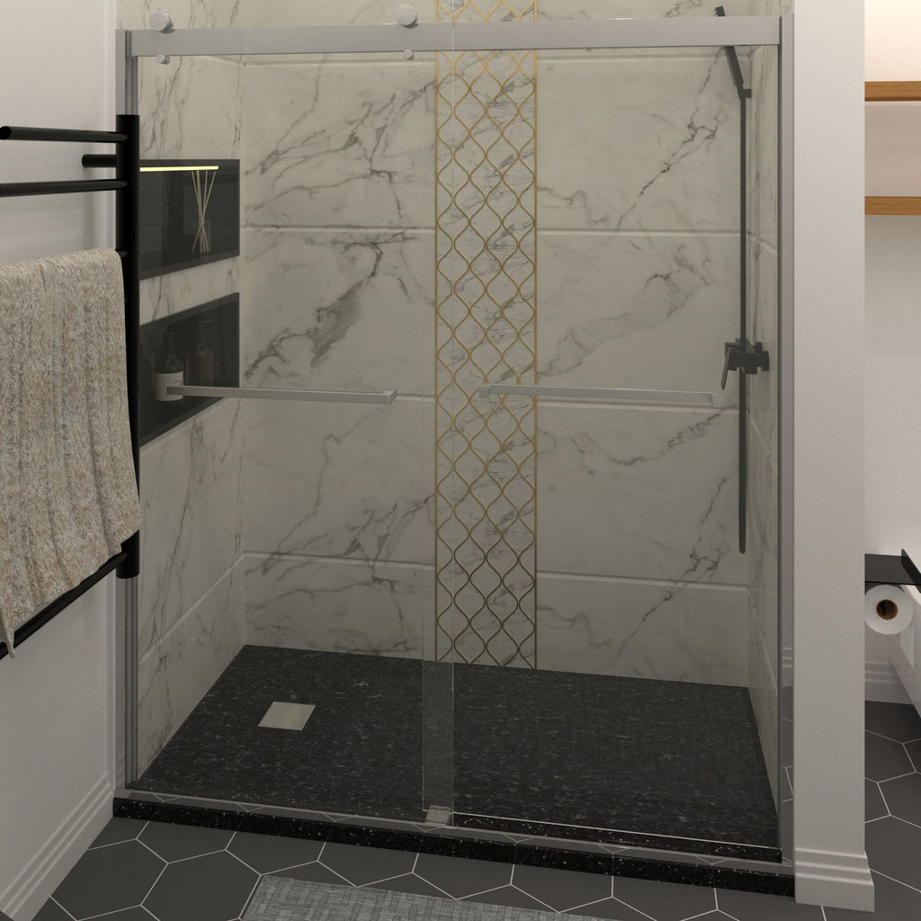 Frameless Double Sliding Shower Door with Easy-Clean Glass