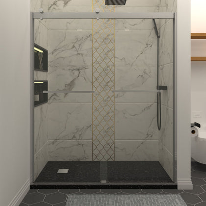 Frameless Double Sliding Shower Door with Easy-Clean Glass