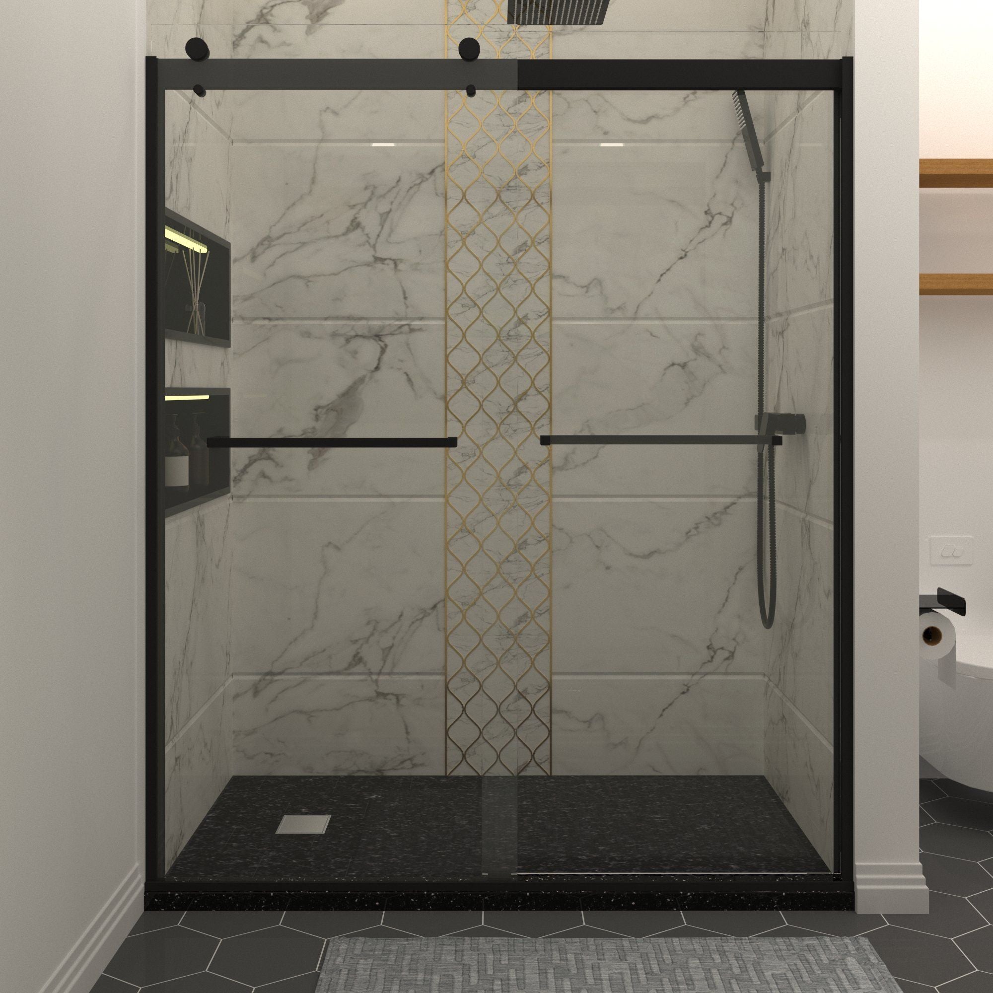 Bypass Sliding Shower Door with Double Doors and Smooth Operation