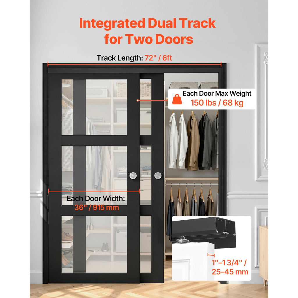 Dual-Track Bypass Closet Door Hardware Kit