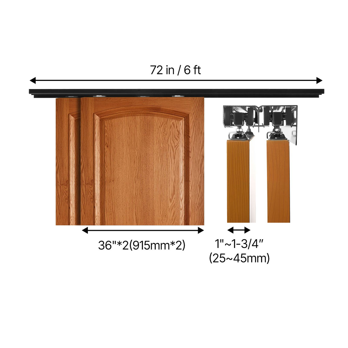 Dual-Track Bypass Closet Door Hardware Kit