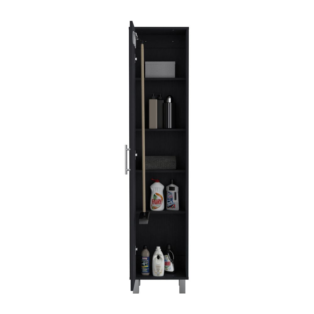 Modern Black Storage Cabinet with 5 Shelves for Kitchen, Bathroom, or Bedroom