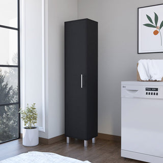 Modern Black Storage Cabinet with 5 Shelves for Kitchen, Bathroom, or Bedroom