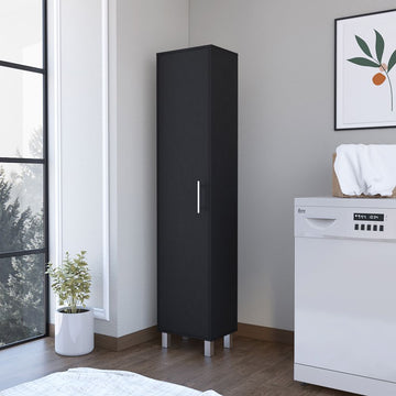 Modern Black Storage Cabinet with 5 Shelves for Kitchen, Bathroom, or Bedroom