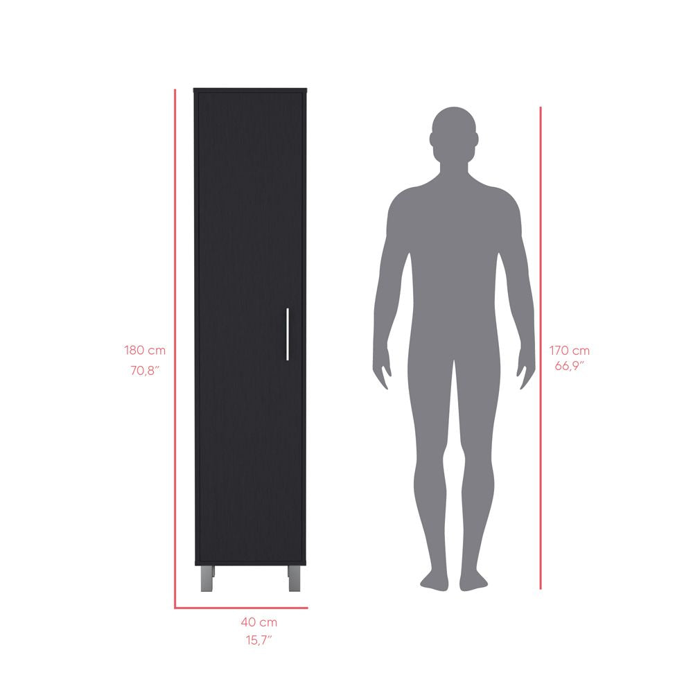 Modern Black Storage Cabinet with 5 Shelves for Kitchen, Bathroom, or Bedroom