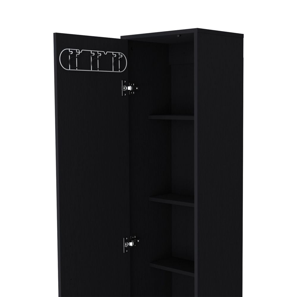 Modern Black Storage Cabinet with 5 Shelves for Kitchen, Bathroom, or Bedroom