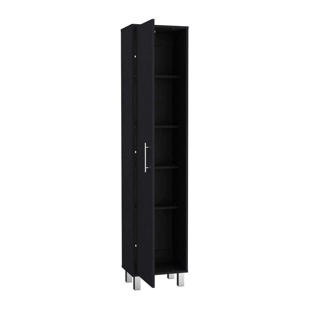 Modern Black Storage Cabinet with 5 Shelves for Kitchen, Bathroom, or Bedroom