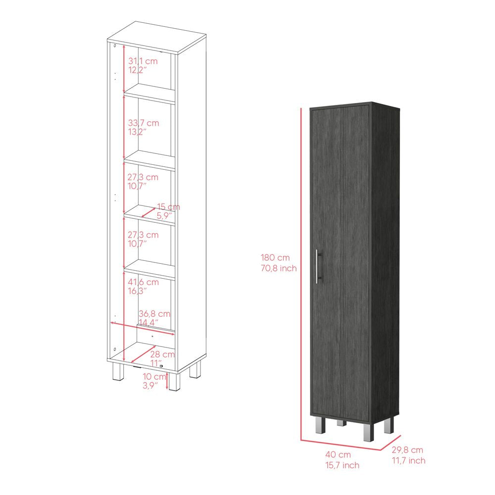 Buccan Storage Cabinet with Single Door and Five Shelves