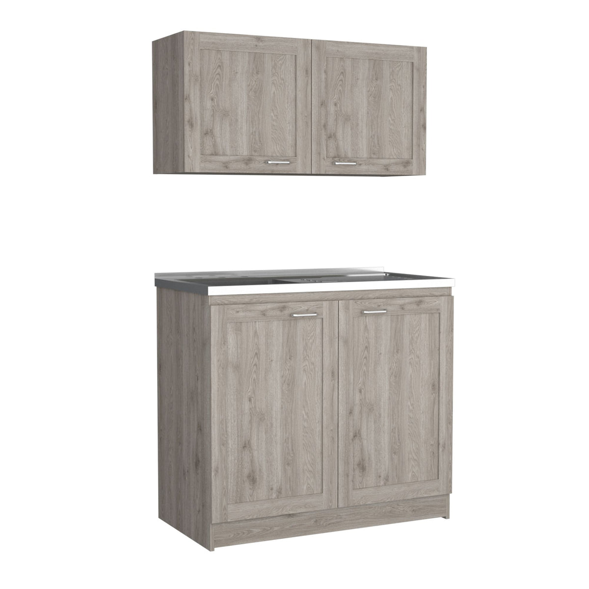 TidyCabinet Two-Part Storage Cabinet Set, Light Gray