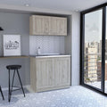 TidyCabinet Two-Part Storage Cabinet Set, Light Gray