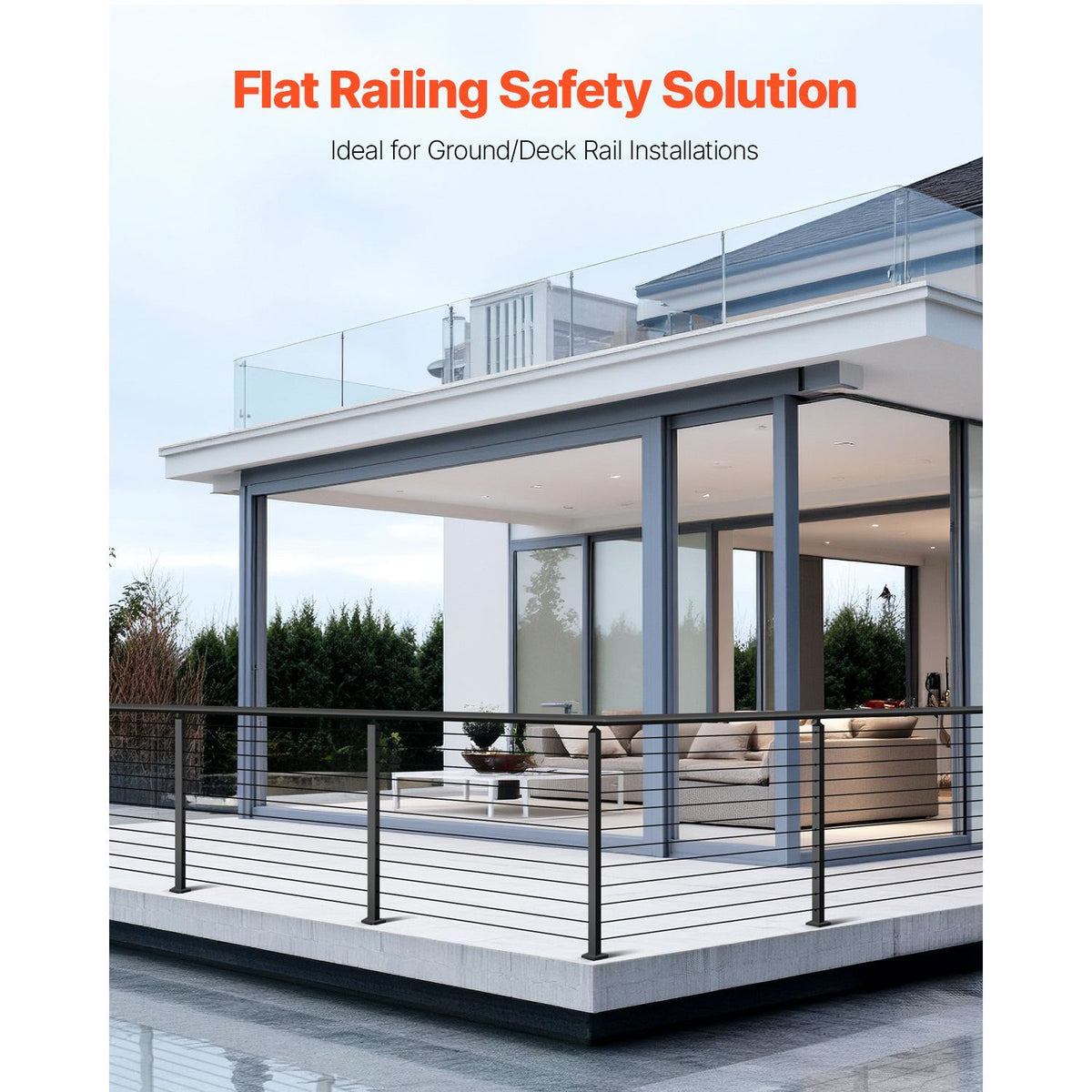 Horizontal Hole Cable Railing Post for Deck and Stair Protection
