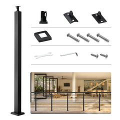 Holeless Cable Railing Post - 36 Stainless Steel with Brackets