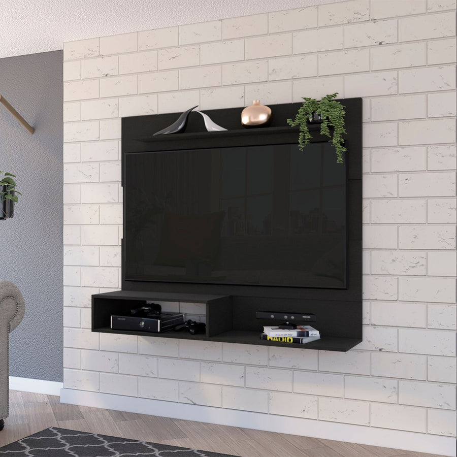 Floating Entertainment Center with Two Shelves and Ample TV Space