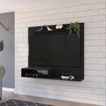 Floating Entertainment Center with Two Shelves and Ample TV Space - Black