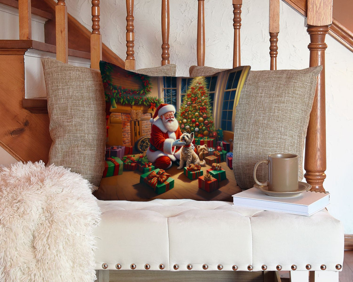 Cairn Terrier and Santa Claus Christmas Pillow