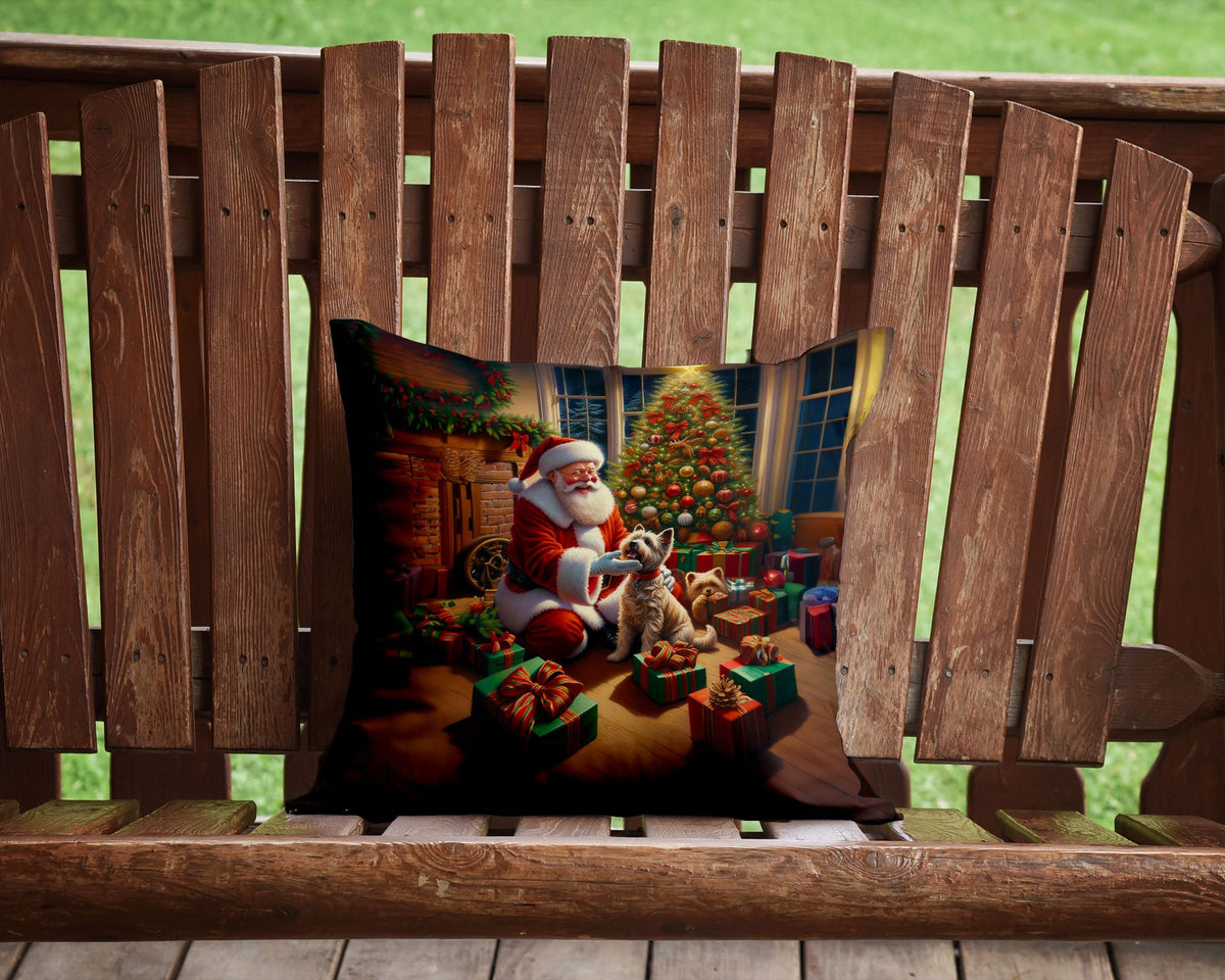 Cairn Terrier and Santa Claus Christmas Pillow