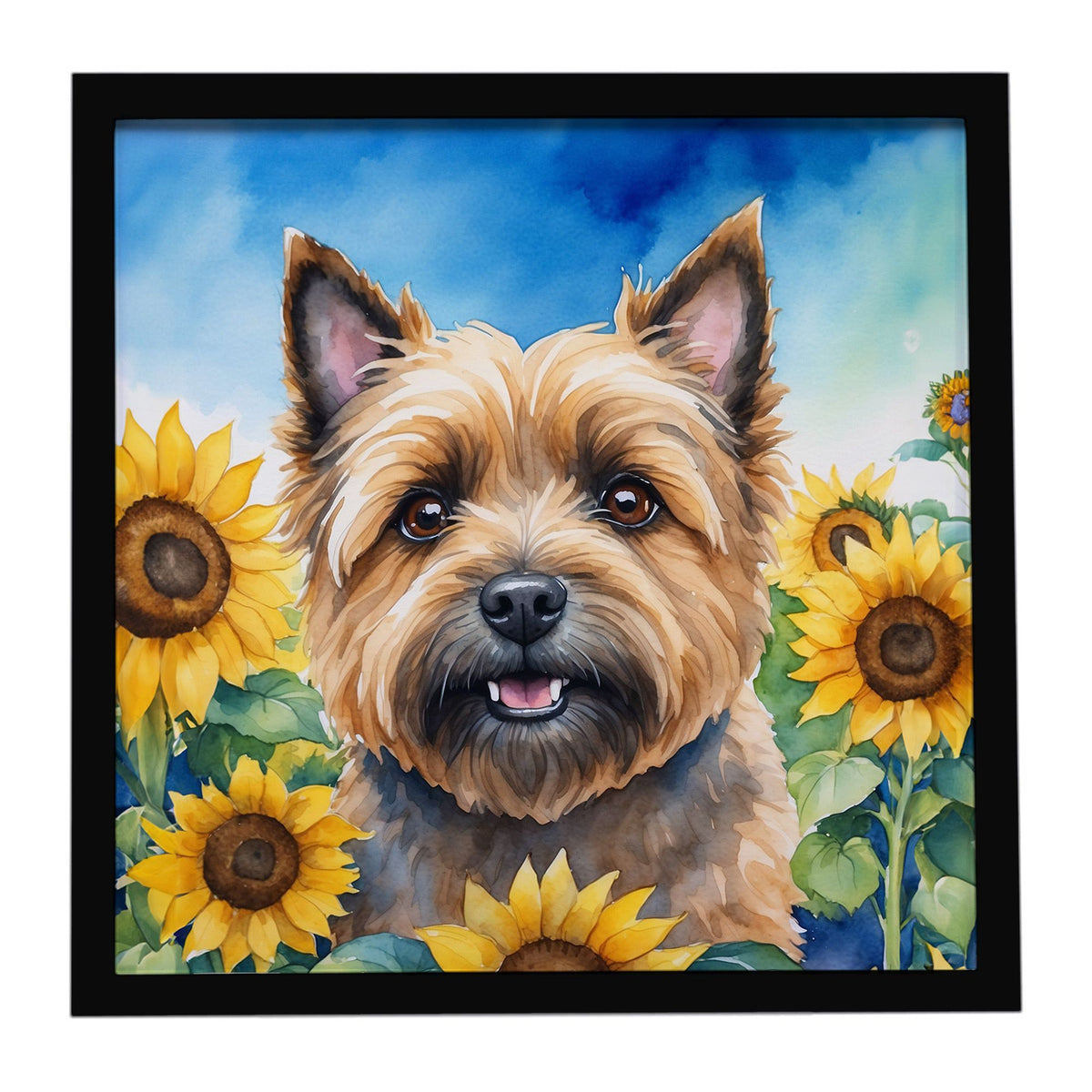 Cairn Terrier in Sunflowers Framed Wall Art